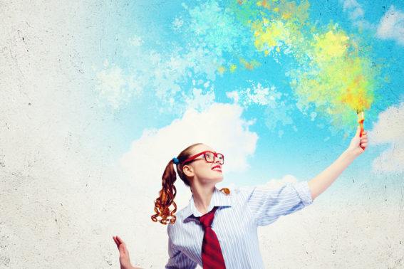 young woman painting